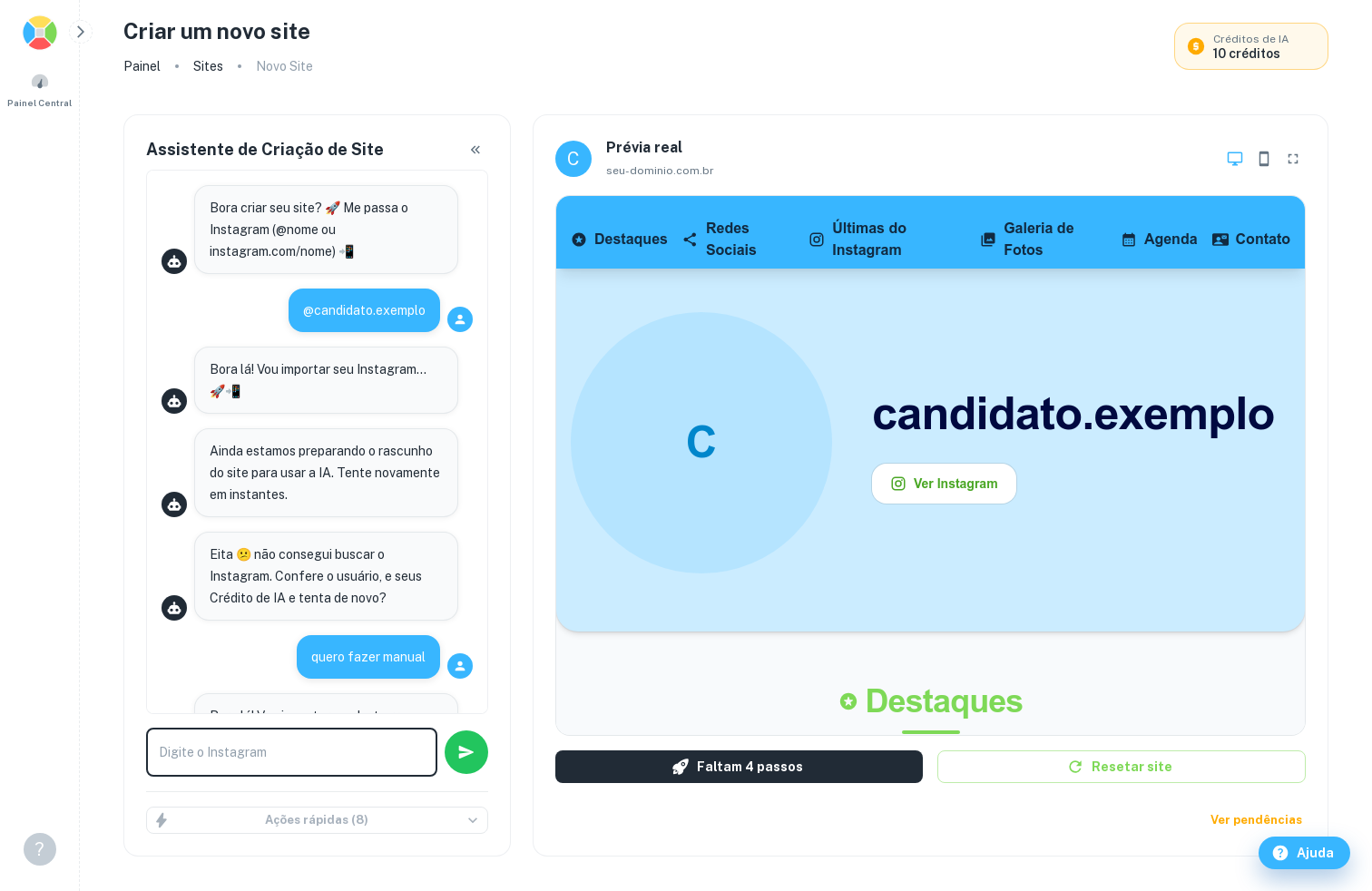 Exemplo de site político pronto para anunciar